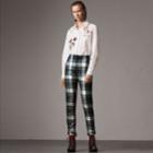Burberry Burberry Tartan Wool High-waisted Stirrup Trousers, Size: 08