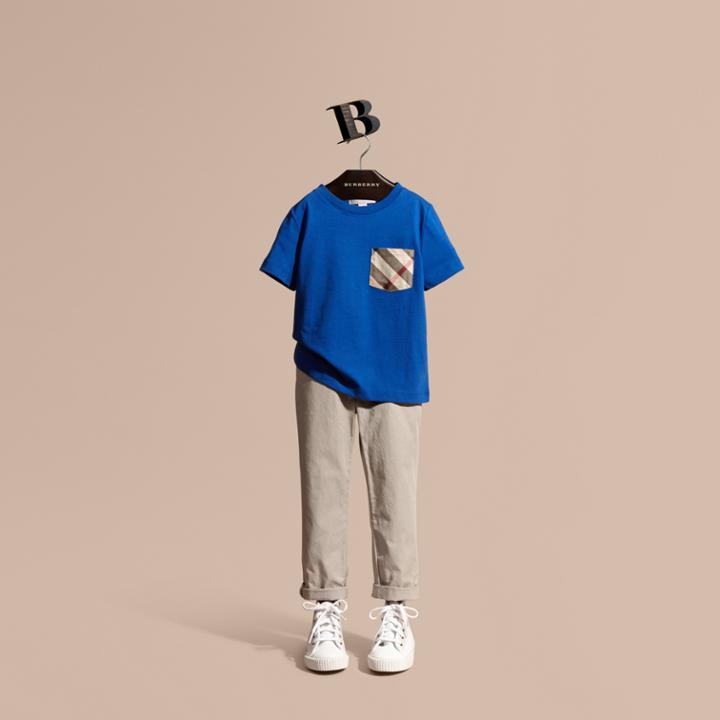 Burberry Burberry Check Pocket T-shirt, Size: 8y, Blue