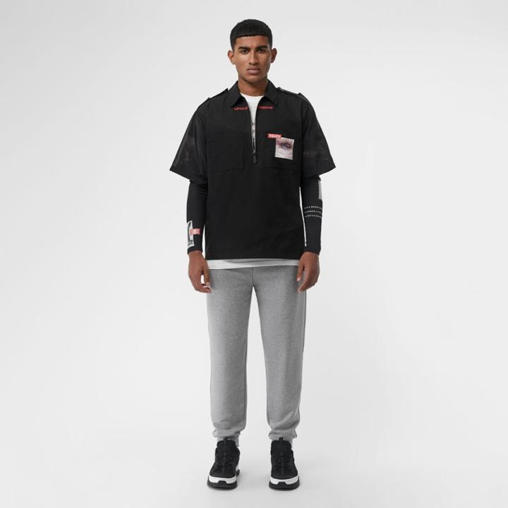 Burberry Burberry Logo Print Cotton Trackpants, Grey
