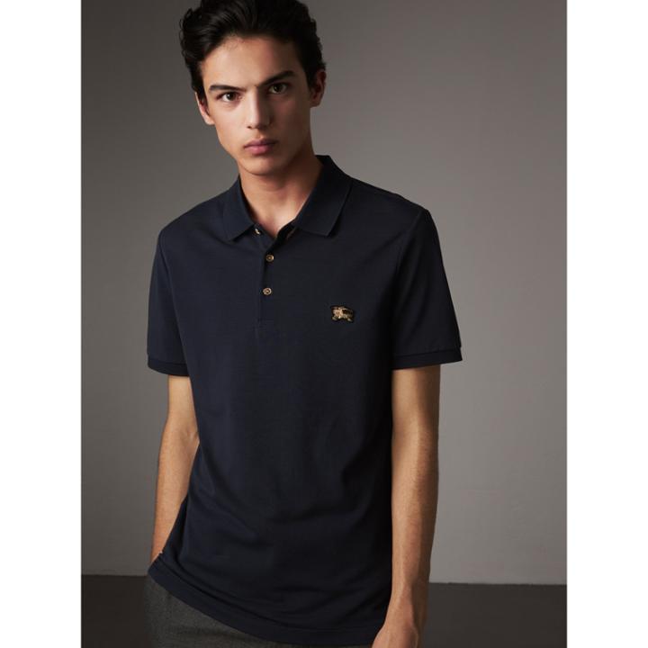 Burberry Burberry Cotton Piqu Polo Shirt, Size: Xl, Blue