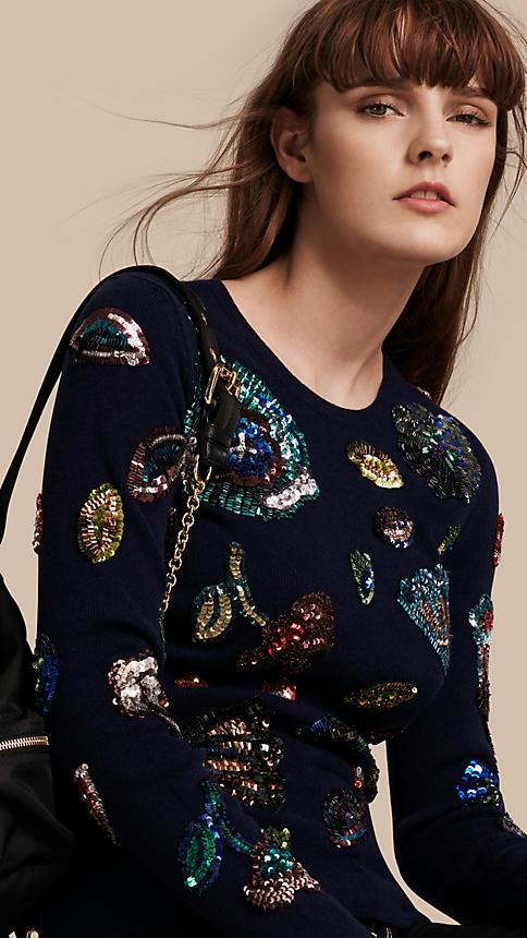 Burberry Cashmere Sweater With Hand-embroidered Sequin Flowers