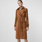 Burberry Burberry Suede Trench Coat, Size: 04, Brown