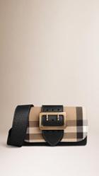 Burberry The Buckle Bag In House Check And Leather