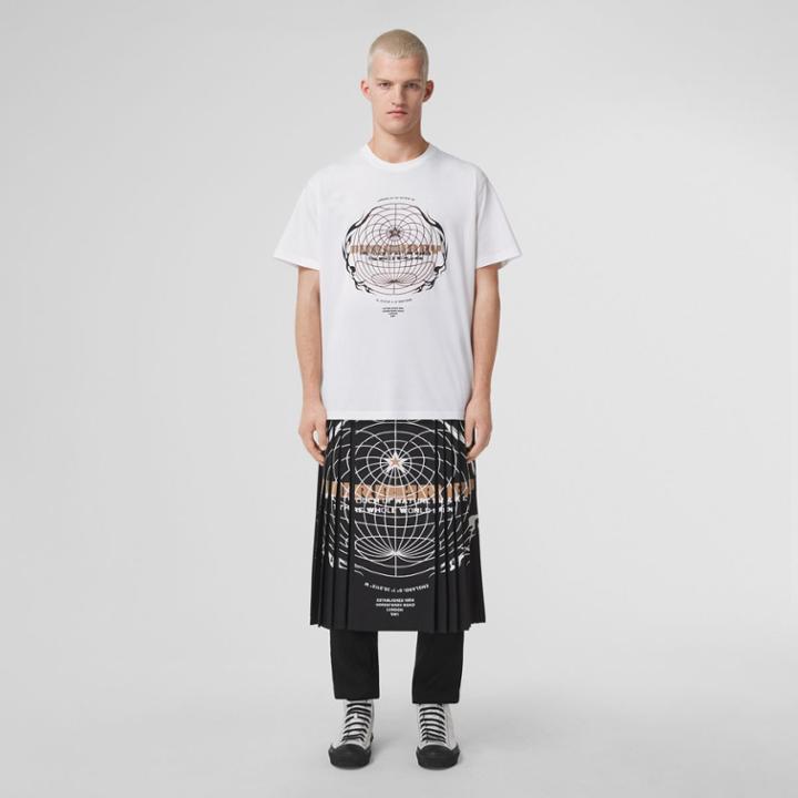 Burberry Burberry Globe Graphic Print Cotton Oversized T-shirt