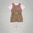 Burberry Burberry Striped Trim Check Playsuit, Size: 6y, Pink