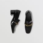 Burberry Burberry Link Detail Patent Leather Block-heel Loafers, Size: 39, Black