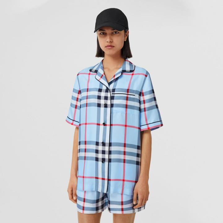 Burberry Burberry Check Silk Pyjama Shirt, Size: 02