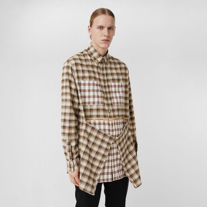 Burberry Burberry Zipped Hem Contrast Check Cotton Flannel Shirt