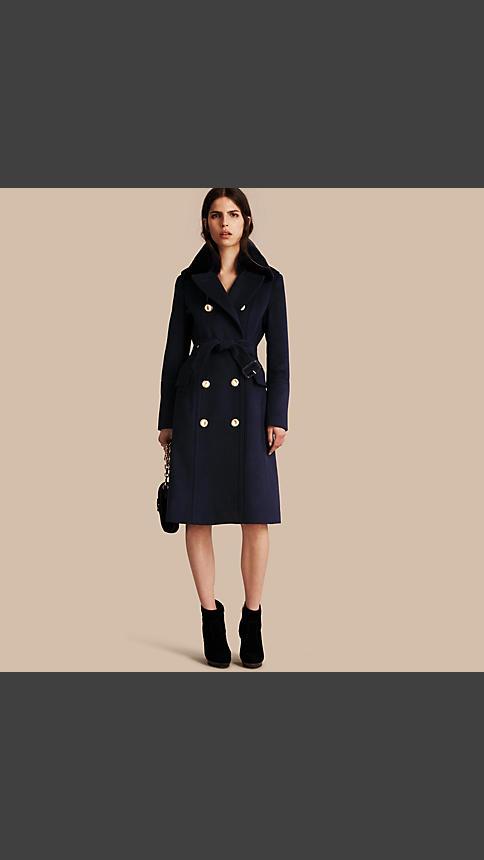 Burberry Wool Cashmere Trench Coat With Detachable Fur Collar