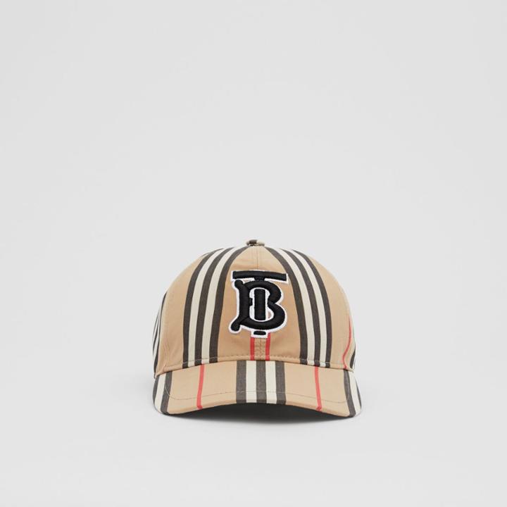 Burberry Burberry Monogram Motif Icon Stripe Cotton Baseball Cap, Beige