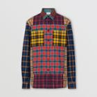 Burberry Burberry Patchwork Check Cotton Oversized Shirt, Size: M, Blue
