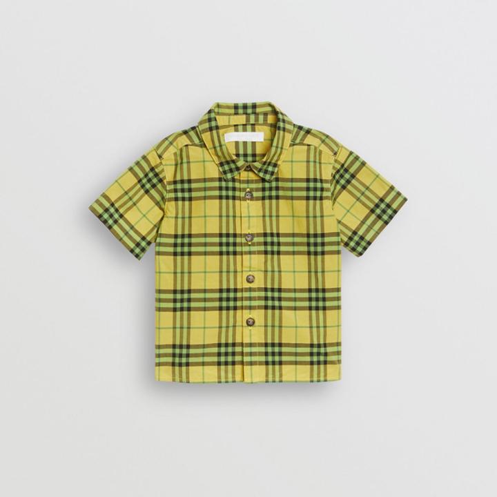 Burberry Burberry Childrens Short-sleeve Check Cotton Shirt, Size: 18m, Yellow