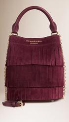 Burberry The Small Bucket Bag In Tiered Suede Fringe