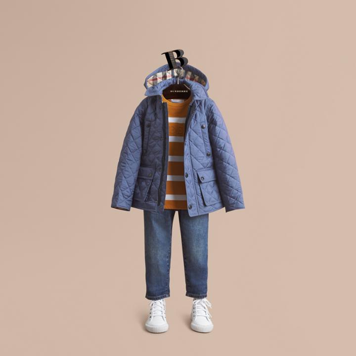 Burberry Burberry Detachable Hood Lightweight Quilted Jacket, Size: 5y, Blue