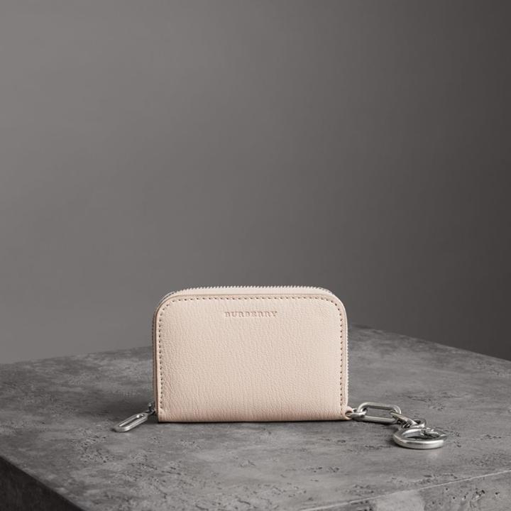 Burberry Burberry Link Detail Leather Ziparound Wallet, Beige