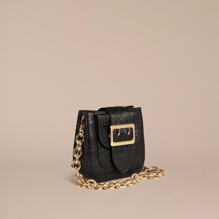 Burberry Burberry The Small Square Buckle Bag In Alligator Limited Edition, Black