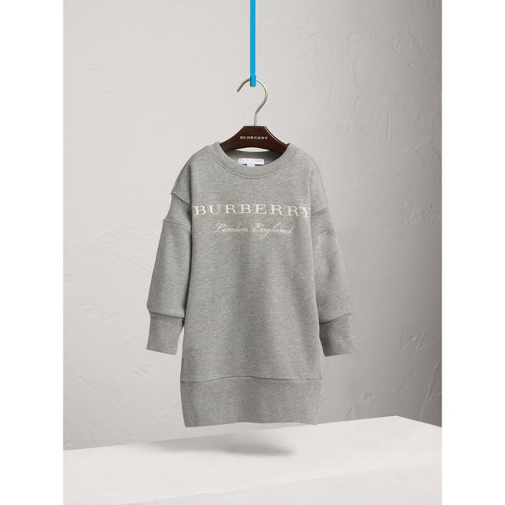 Burberry Burberry Embroidered Cotton Sweatshirt Dress, Size: 5y, Grey