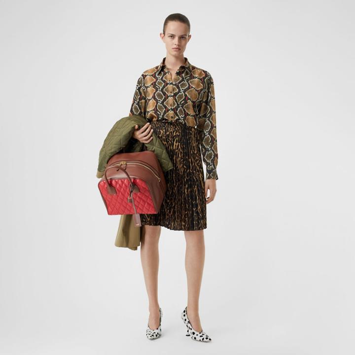 Burberry Burberry Python Print Silk Shirt, Size: 06, Brown