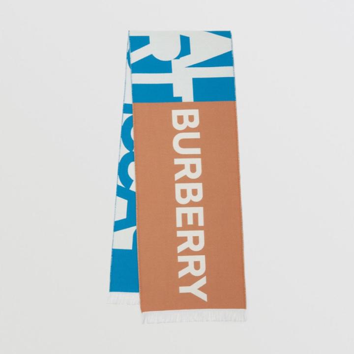 Burberry Burberry Slogan Wool Silk Jacquard Scarf