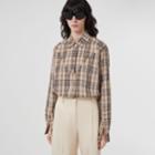 Burberry Burberry Monogram Motif Vintage Check Silk Blend Shirt, Size: 04