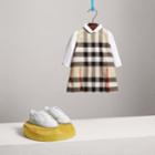 Burberry Burberry Pleated Washed Check Cotton A-line Dress, Size: 18m, Beige