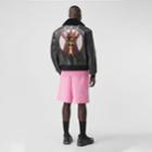 Burberry Burberry Detachable Shearling Collar Deer Print Leather Jacket, Size: 34
