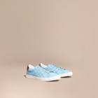 Burberry Burberry Perforated Check Leather Trainers, Size: 43, Blue
