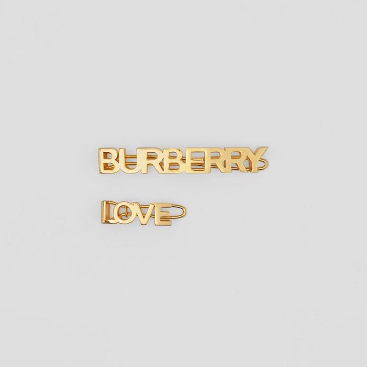 Burberry Burberry Gold-plated Logo And Love Hair Clips