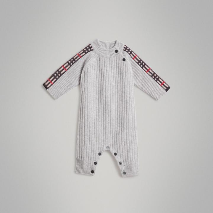 Burberry Burberry Check Detail Cashmere Jumpsuit, Size: 3m, Grey
