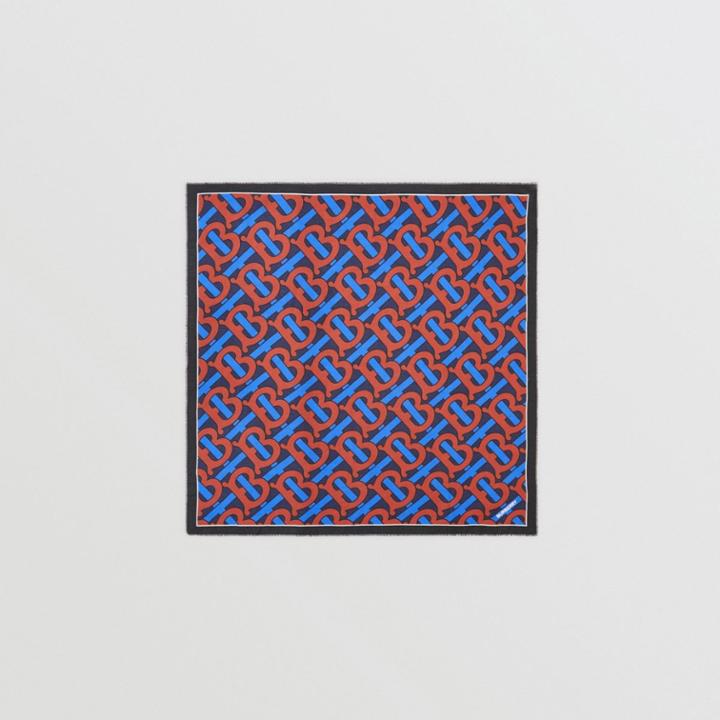 Burberry Burberry Monogram Print Cotton Silk Large Square Scarf, Blue