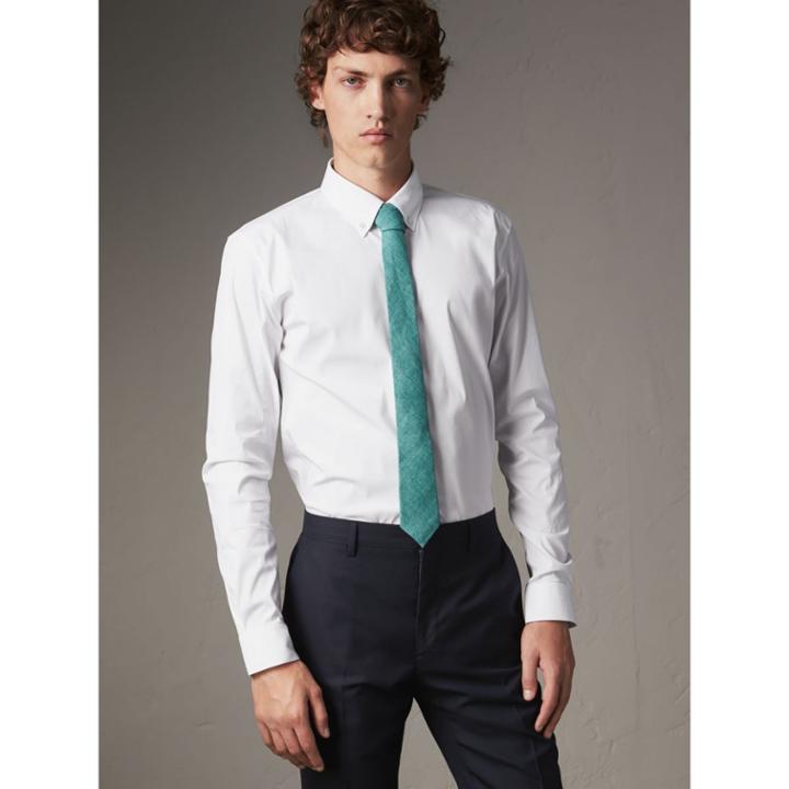 Burberry Burberry Slim Fit Button-down Collar Stretch-cotton Shirt, Size: 15.5, White
