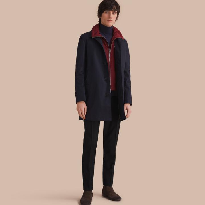 Burberry Burberry Lightweight Cotton Car Coat With Detachable Gilet, Size: 36, Blue