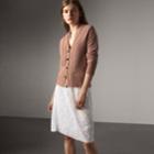 Burberry Burberry Cable Knit Detail Cashmere Cardigan, Size: Xl, Pink
