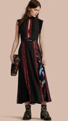 Burberry Silk Dress With Floral And Python Print Panels