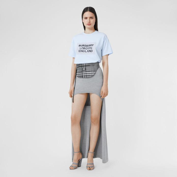 Burberry Burberry Logo Print Stretch Cotton Oversized T-shirt, Size: Xxs, Blue