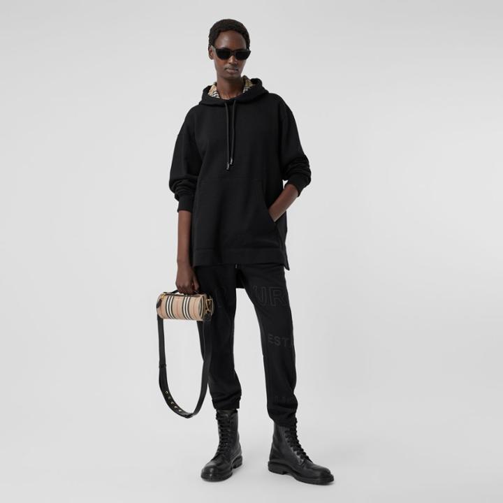 Burberry Burberry Stepped Hem Organic Cotton Oversized Hoodie, Black