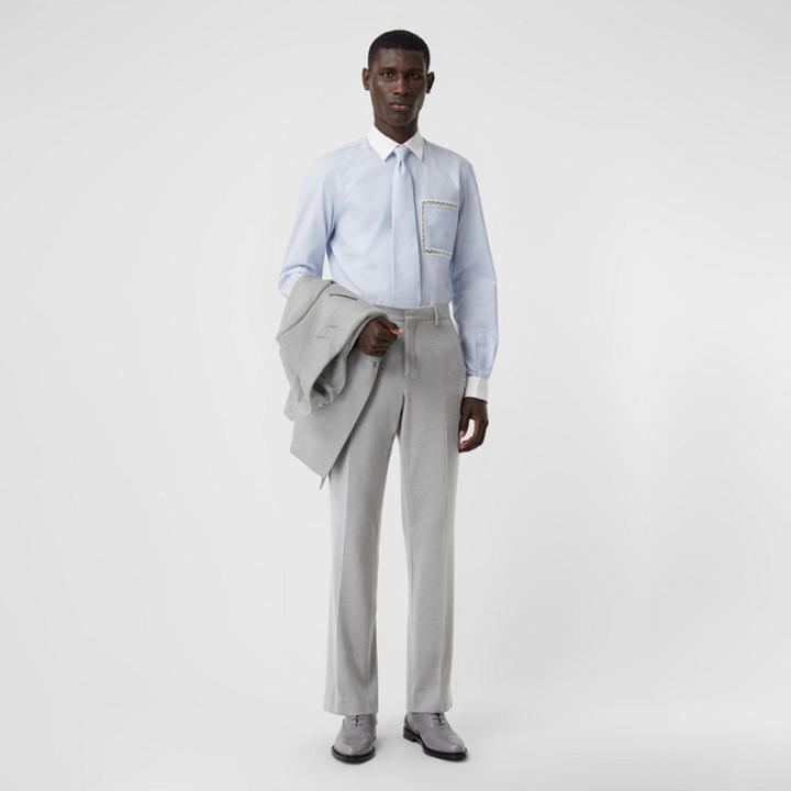 Burberry Burberry English Fit Cashmere Silk Jersey Tailored Trousers, Size: 40, Grey