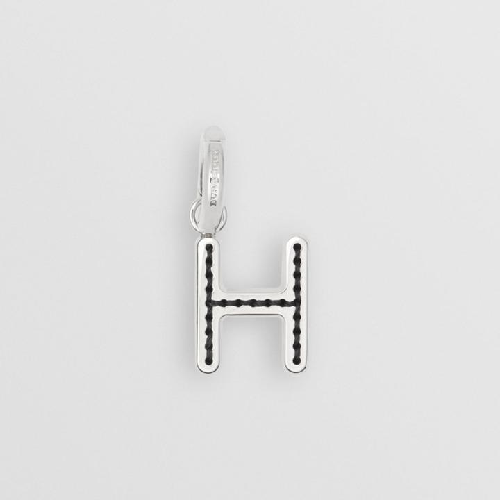 Burberry Burberry Leather-topstitched 'h' Alphabet Charm, Grey