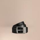 Burberry Burberry Reversible Embossed Check Leather Belt, Size: 90, Black