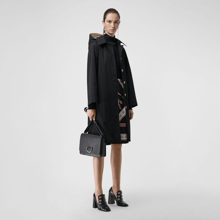 Burberry Burberry Detachable Hood Tropical Gabardine Car Coat, Size: 10, Black