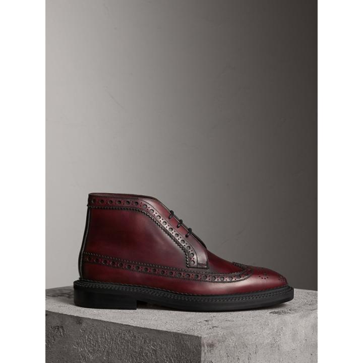 Burberry Burberry Leather Brogue Boots, Size: 45, Red