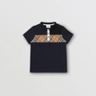 Burberry Burberry Childrens Vintage Check Panel Cotton Polo Shirt, Size: 14y, Blue