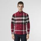 Burberry Burberry Check Stretch Cotton Shirt, Size: L, Pink