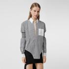 Burberry Burberry Cut-out Hem Striped Cotton Poplin Shirt, Size: 02, Black