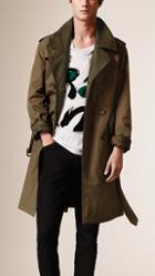 Burberry Brit Nubuck Trim Technical Cotton Trench Coat
