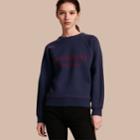 Burberry Burberry Topstitch Detail Wool Cashmere Blend Sweatshirt, Blue