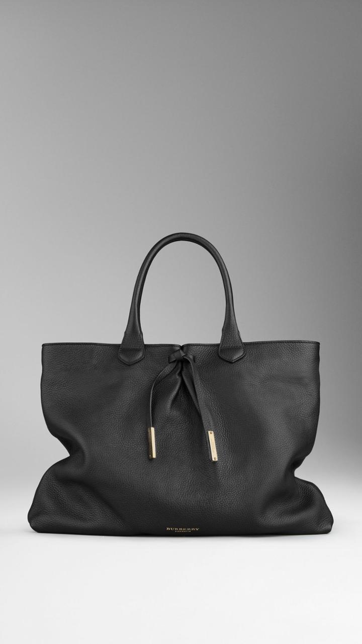Burberry Burberry Bow Detail Deerskin Tote Bag, Black