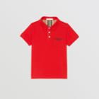 Burberry Burberry Childrens Icon Stripe Placket Cotton Piqu Polo Shirt, Size: 6y, Red