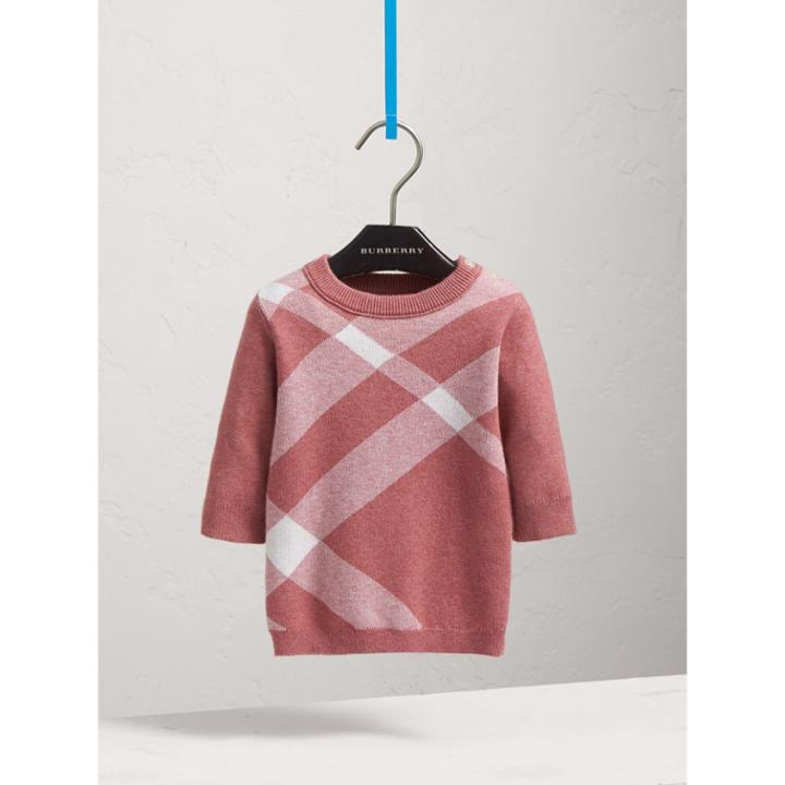 Burberry Burberry Check Cotton Cashmere Blend Dress, Size: 3m, Pink