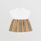 Burberry Burberry Childrens Icon Stripe Skirt Cotton Piqu Bodysuit, Size: 9m, White